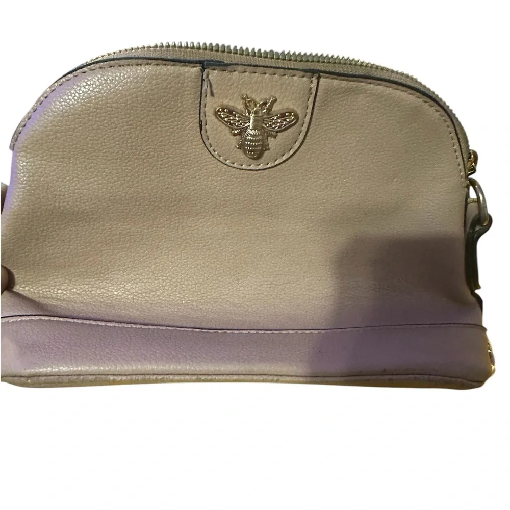 Bee Embellished Beige and Lavender Women's Bag